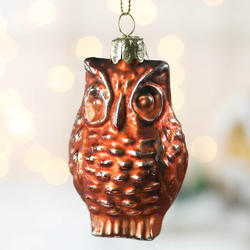 Copper Mercury Glass Owl Ornament