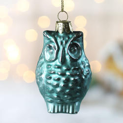 Turquoise Mercury Glass Owl Ornament