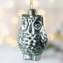 Vintage Look Mercury Glass Owl Ornaments 