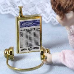 Dollhouse Miniature Retro Radio and Headphones