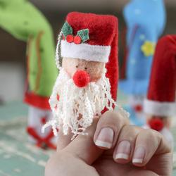 Felt Santa and Snowman Finger Puppets