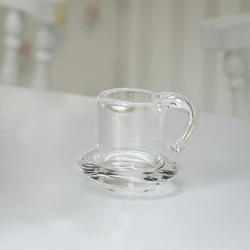 Dollhouse Miniature Glass Cup on Saucer