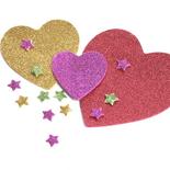 Glittered Heart and Star Foam Stickers