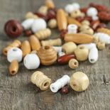 Assorted White and Brown Wood Beads