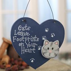 "Cats Leave Footprints" Wooden Sign