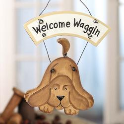 "Welcome Waggin" Dog Ornament Sign