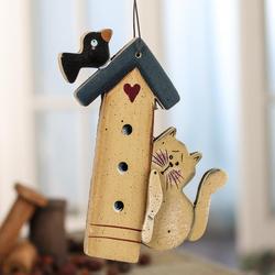 Birdhouse with Cat Wooden Ornament