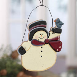 Primitive Wood Snowman Ornament
