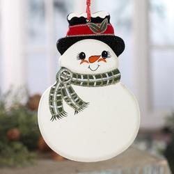 Painted Wood Jolly Snowman Christmas Ornament