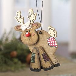 Primitive Wood Reindeer Ornament