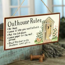 "Outhouse Rules" Sign
