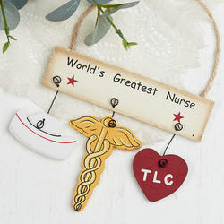 "World's Greatest Nurse" Wood Ornament Sign