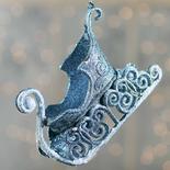 Turquoise Glittered Sleigh Ornament