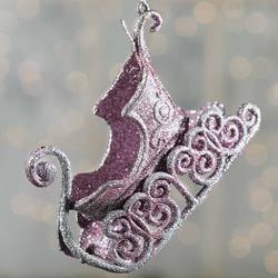 Rose and Silver Glittered Sleigh Ornament