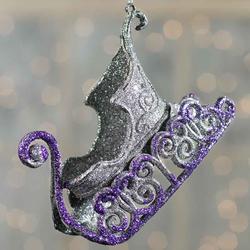 Silver and Purple Glittered Sleigh Ornament