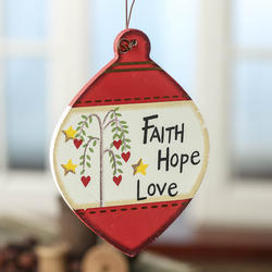 "Faith, Hope, Love" Wood Ornament