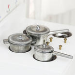 Dollhouse Miniature Silver Pots and Pans