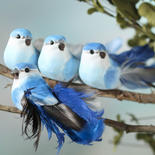 Blue Ombre Barred Feather Mushroom Birds