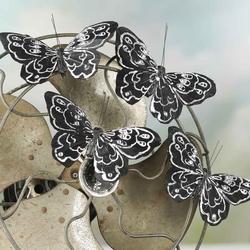 Black and White Natural Feather Artificial Butterflies