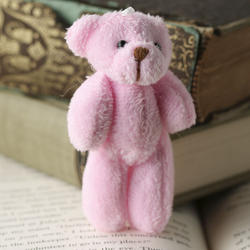 Miniature Plush Jointed Pink Teddy Bear