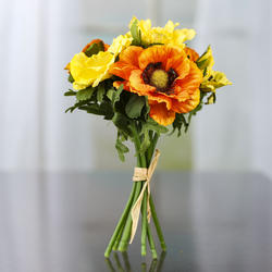 Artificial Yellow and Orange Anemone Silk Flower Bundle