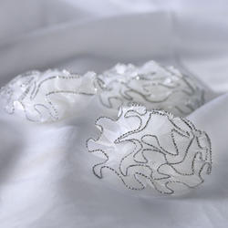 White Silver Lined Open Ribbon Rose Bows