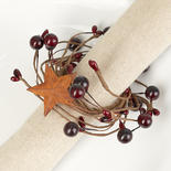 Rusty Star and Burgundy Pip Berry Candle Ring
