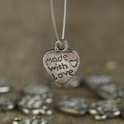 "Made with Love" Metal Heart Charms