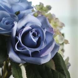 Blue Artificial Rose and Hydrangea Bouquet