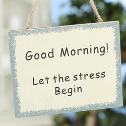 "Good Morning! Let the Stress Begin" Magnet Sign