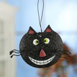 Glittered Halloween Cat Ornament