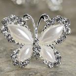 Silver Pearl and Crystal Butterfly Gem Hair Pins
