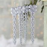 Silver Glittered Icicle Ornaments