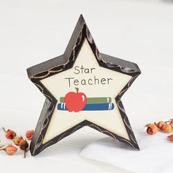 "Star Teacher" Chunky Wood Star
