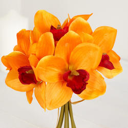 Florescent Orange Artificial Cymbidium Orchid Bundle