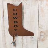 Large Rusty Tin "Cowboy" Boot Cutout Sign