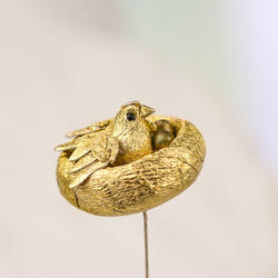 Gold Artificial Bird Nest Pick