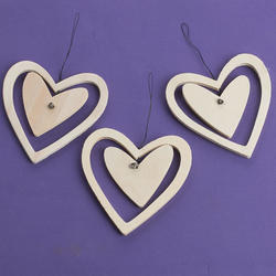 Unfinished Wood Heart Ornaments