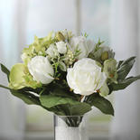 White Artificial Rose and Soft Green Orchid Bush