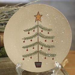 Primitive Wood Christmas Tree Plate