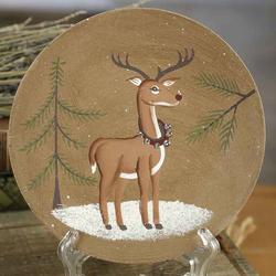 Rustic Wood Christmas Reindeer Plate