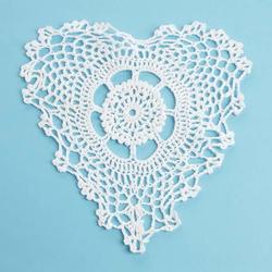 White Heart Crocheted Doily