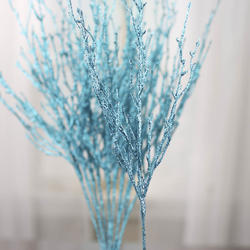 Teal Blue Glittered Artificial Twig Branches