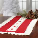 Red and Ivory Primitive Felt Table Runner