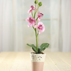 Deep Pink Artificial Vanda Orchid Planter