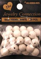 Round White Wood Beads