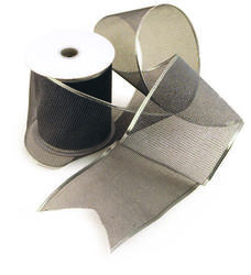 Silver Metallic Open Weave Wired Ribbon