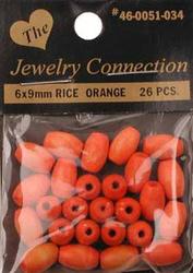 Orange Rice Wood Beads