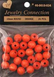 Round Orange Wood Beads