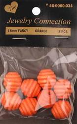 Orange Ribbed Wood Beads